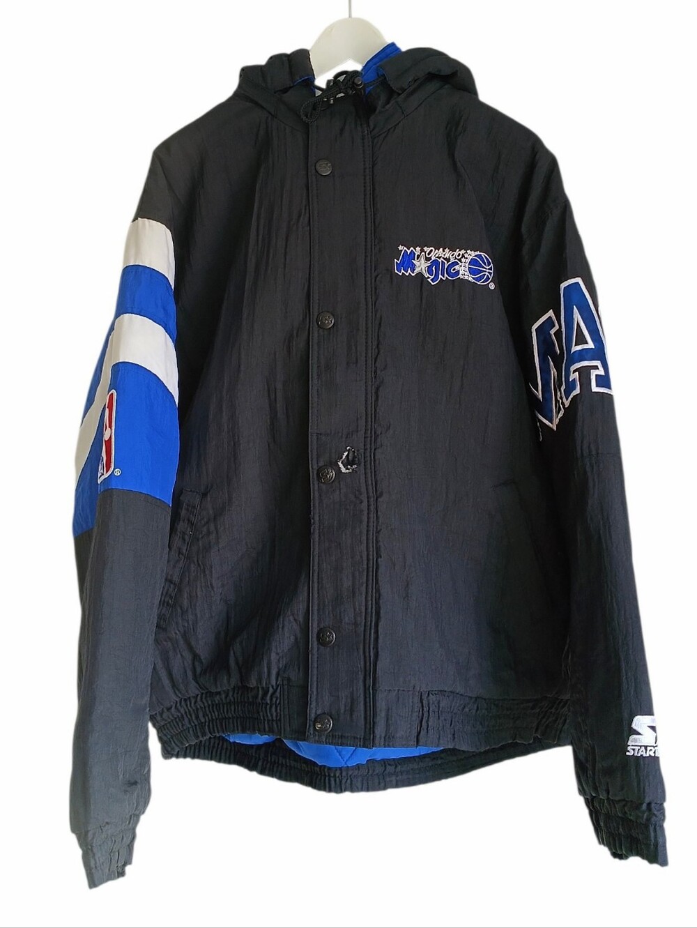 VTG 90s NBA Orlando Magic Starter Button Up Hooded Jacket Size M - Picture 2 of 16